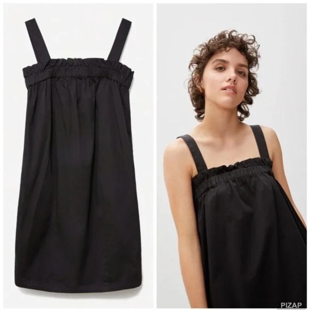 Everlane Paperbag Black Tank Shift Pocket Dress Size Small
